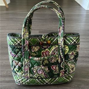 Vera Bradley Chelsea Green Paisley Small Tote Bag With Toggle